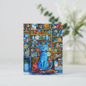 Carte Postale Chat par plateau coloré (Debout devant)