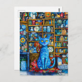 Carte Postale Chat par plateau coloré (Devant / Derrière)