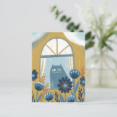 Carte Postale Chat pastel art folklorique moderne (Debout devant)