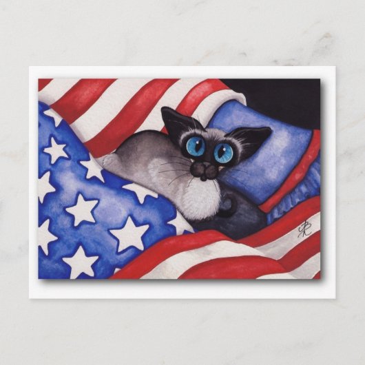 Carte Postale Chat patriotique (Devant)