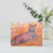 Carte Postale chat pavé (Debout devant)