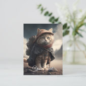 Carte Postale Chat pèlerin. (Debout devant)