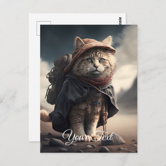 Carte Postale Chat pèlerin. (Devant / Derrière)