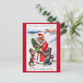 Carte Postale Chat Père Noël de Noël, Louis Wain (Debout devant)
