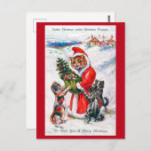 Carte Postale Chat Père Noël de Noël, Louis Wain (Devant / Derrière)