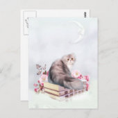 Carte Postale Chat persan et livres (Devant / Derrière)