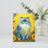 Carte Postale Chat perse de tournesol (Debout devant)