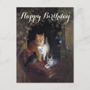 Carte Postale Chat personnalisé avec chatons Joyeux Anniversaire