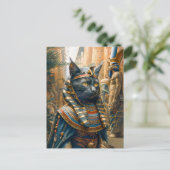 Carte Postale Chat pharaon égyptien avec coiffure rayée (Debout devant)
