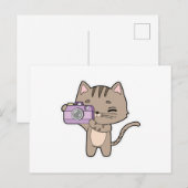 Carte Postale Chat photographe avec appareil photo (Devant / Derrière)