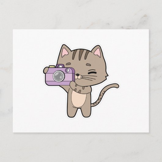 Carte Postale Chat photographe avec appareil photo (Devant)