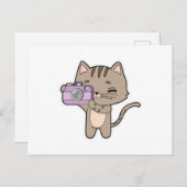 Carte Postale Chat photographe avec caméra (Devant / Derrière)