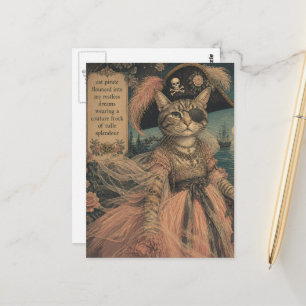 Carte Postale Chat pirate adorable en tulle