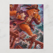 Carte Postale Chat pirate mangeant un cheeseburger (Devant)