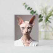 Carte Postale Chat portant des perles (Debout devant)