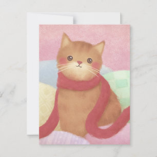 Carte Postale Chat Portant Une Écharpe Rouge Illustration