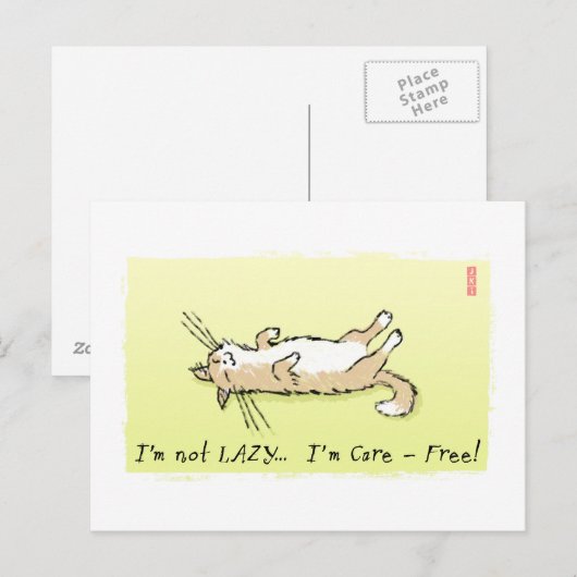 Carte Postale Chat prudent (Devant / Derrière)