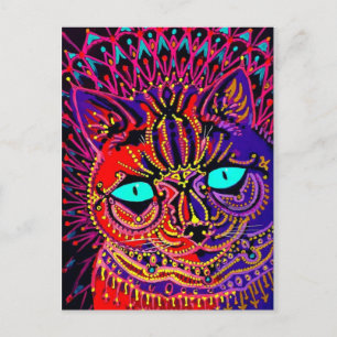 CARTE POSTALE CHAT PSYCHEDELIQUE LOUIS WAIN