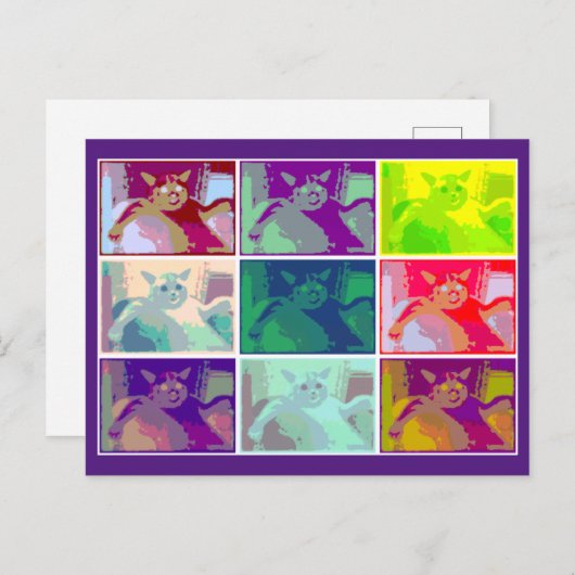 Carte Postale Chat psychédélique, Louis Wain, Art Chat  (Devant / Derrière)