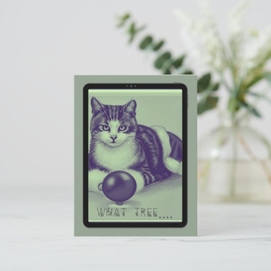 Carte Postale Chat, "Quel arbre ?" (Debout devant)