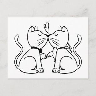 Carte Postale Chat qui embrasse adore les chatons de mariage noi