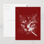 Carte Postale Chat qui Fume Drôle  (Devant / Derrière)