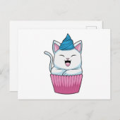 Carte Postale Chat qui mange un muffin (Devant / Derrière)