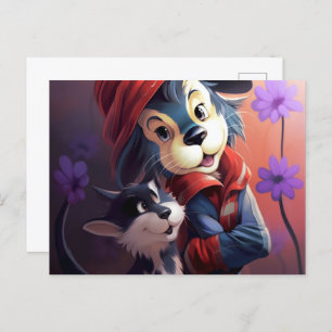 Carte Postale Chat Qui se prend pour un chien