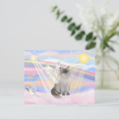 Carte Postale Chat Ragdoll (Blue Point) Ange - Nuages (Debout devant)