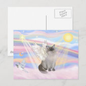 Carte Postale Chat Ragdoll (Blue Point) Ange - Nuages (Devant / Derrière)