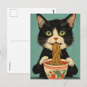 CARTE POSTALE CHAT RAMEN NOUILLES (Devant / Derrière)