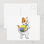 Carte Postale Chat randonneur avec sac à dos (Devant / Derrière)