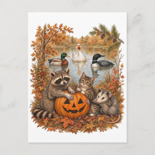 Carte Postale Chat Raton Lutin Canard Colvert Plongeon Huard Aut