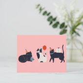 Carte Postale Chat rétro rose chic (Debout devant)