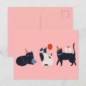 Carte Postale Chat rétro rose chic (Devant / Derrière)