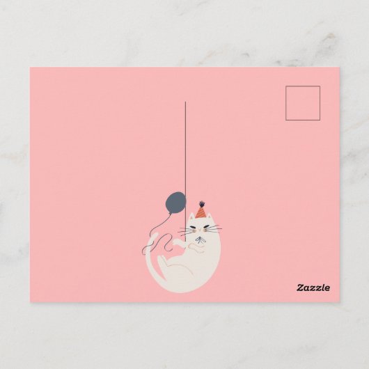Carte Postale Chat rétro rose chic (Dos)