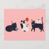 Carte Postale Chat rétro rose chic (Devant)