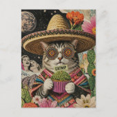 Carte Postale Chat Ridicule Avec Collage De Cupcake À La Catnip (Devant)