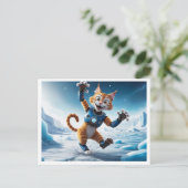 Carte Postale Chat robot convivial sur une autre planète glacée (Debout devant)