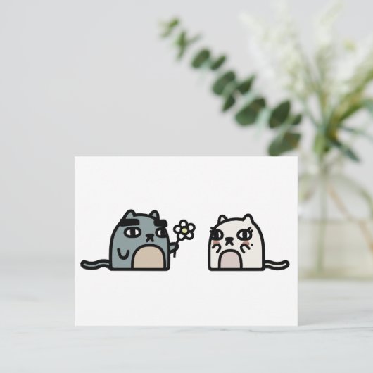 Carte Postale Chat romantique (Debout devant)