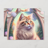 Carte Postale Chat romantique avec fleurs (Devant / Derrière)