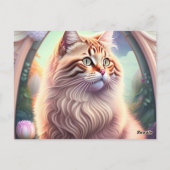 Carte Postale Chat romantique avec fleurs (Dos)