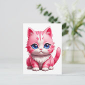 Carte Postale Chat rose (Debout devant)