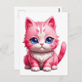 Carte Postale Chat rose (Devant / Derrière)