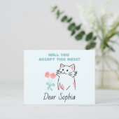 Carte Postale Chat&Rose adorable (Debout devant)