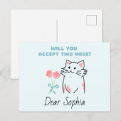Carte Postale Chat&Rose adorable (Devant / Derrière)