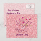 Carte postale Chat Rose avec Violon (Devant / Derrière)