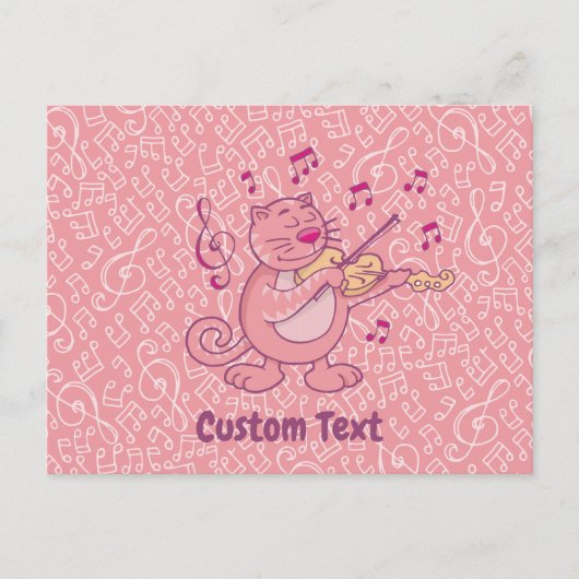 Carte postale Chat Rose avec Violon (Devant)