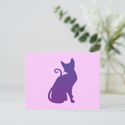 Carte Postale Chat rose et violet (Debout devant)