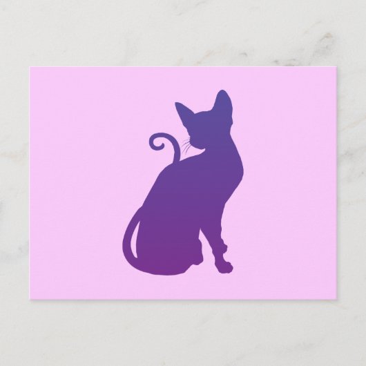 Carte Postale Chat rose et violet (Devant)